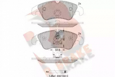 R BRAKE rb1862203 -  Комплект тормозных колодок, дисковый тормоз